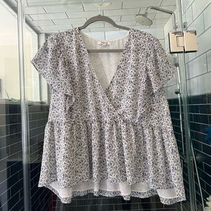 Madewell blue floral blouse (size XXL)